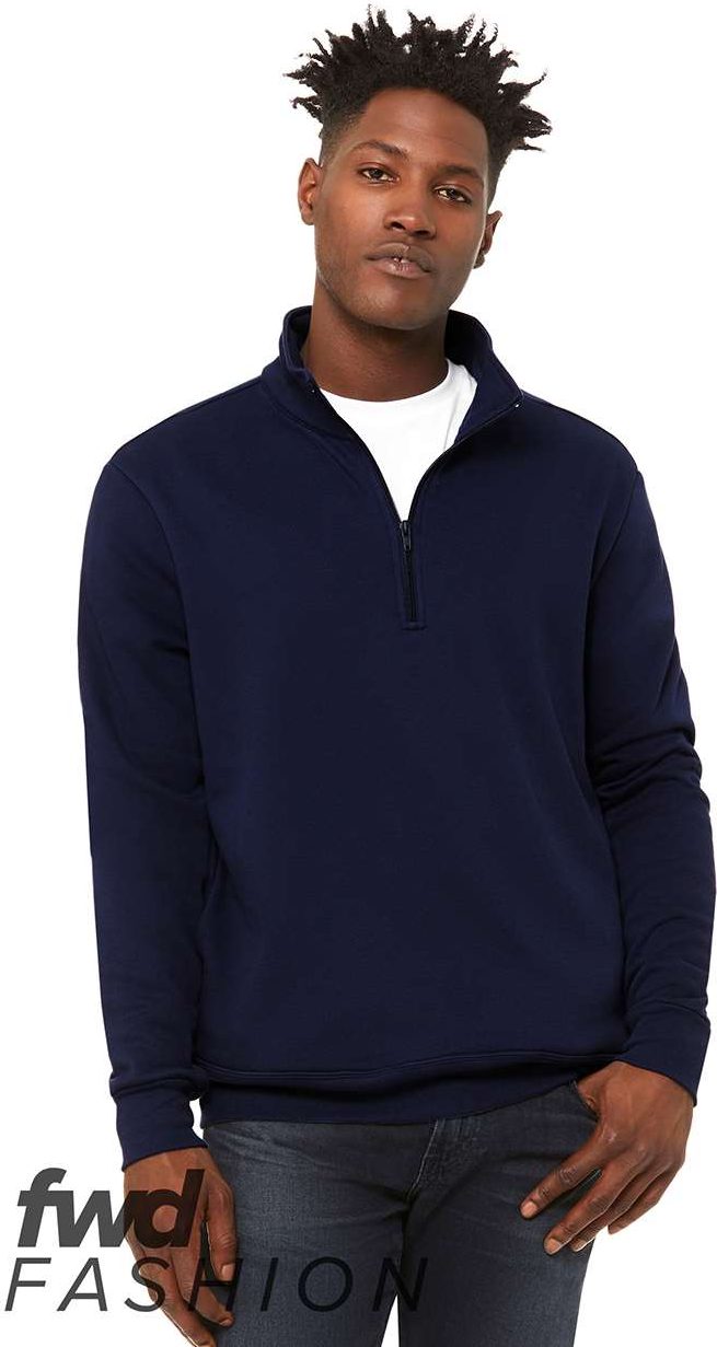 Front View of Navy FWD Fashion Quarter-Zip Pullover Fleece - 3740