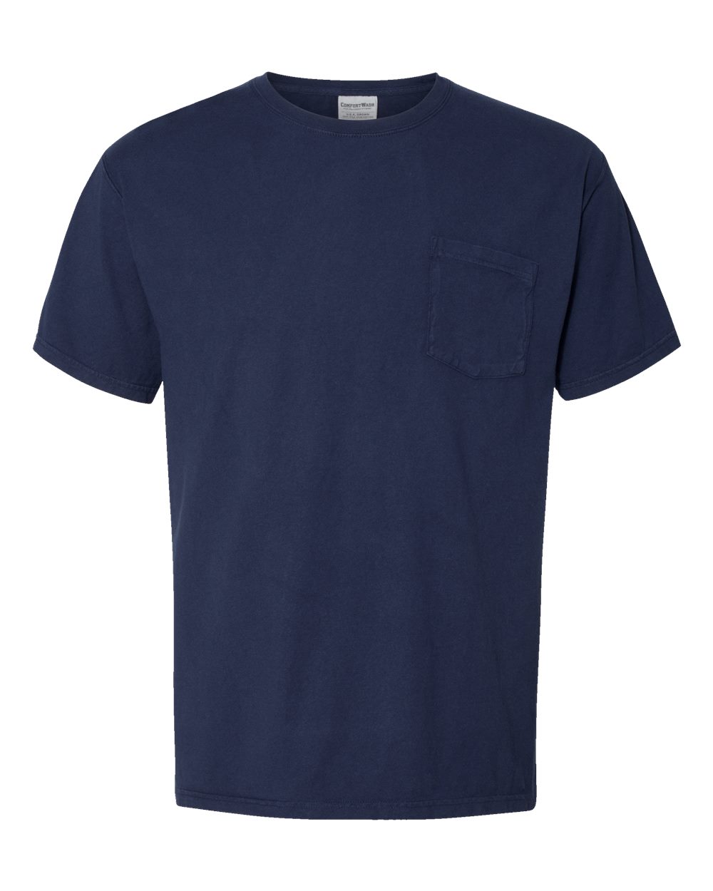 Front View of Navy Garment-Dyed Pocket T-Shirt - GDH150