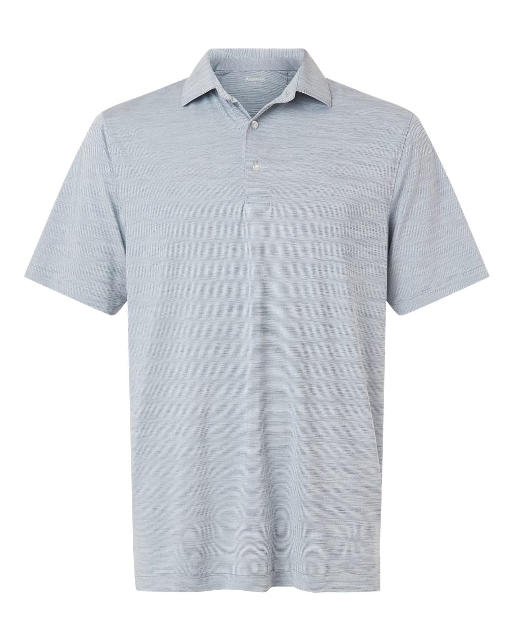 Front View of Navy Heather Men's Bohemian Striped Heather Performance Polo - 162