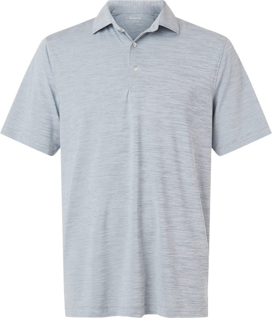 Front View of Navy Heather Men's Bohemian Striped Heather Performance Polo - 162