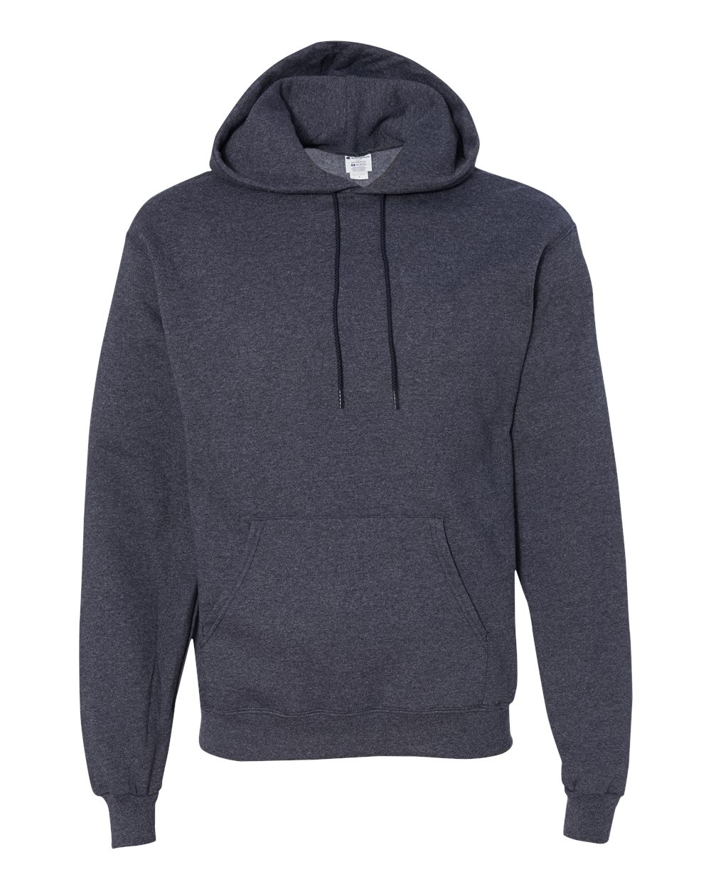 Front View of Navy Heather Powerblend® Hooded Sweatshirt - S700