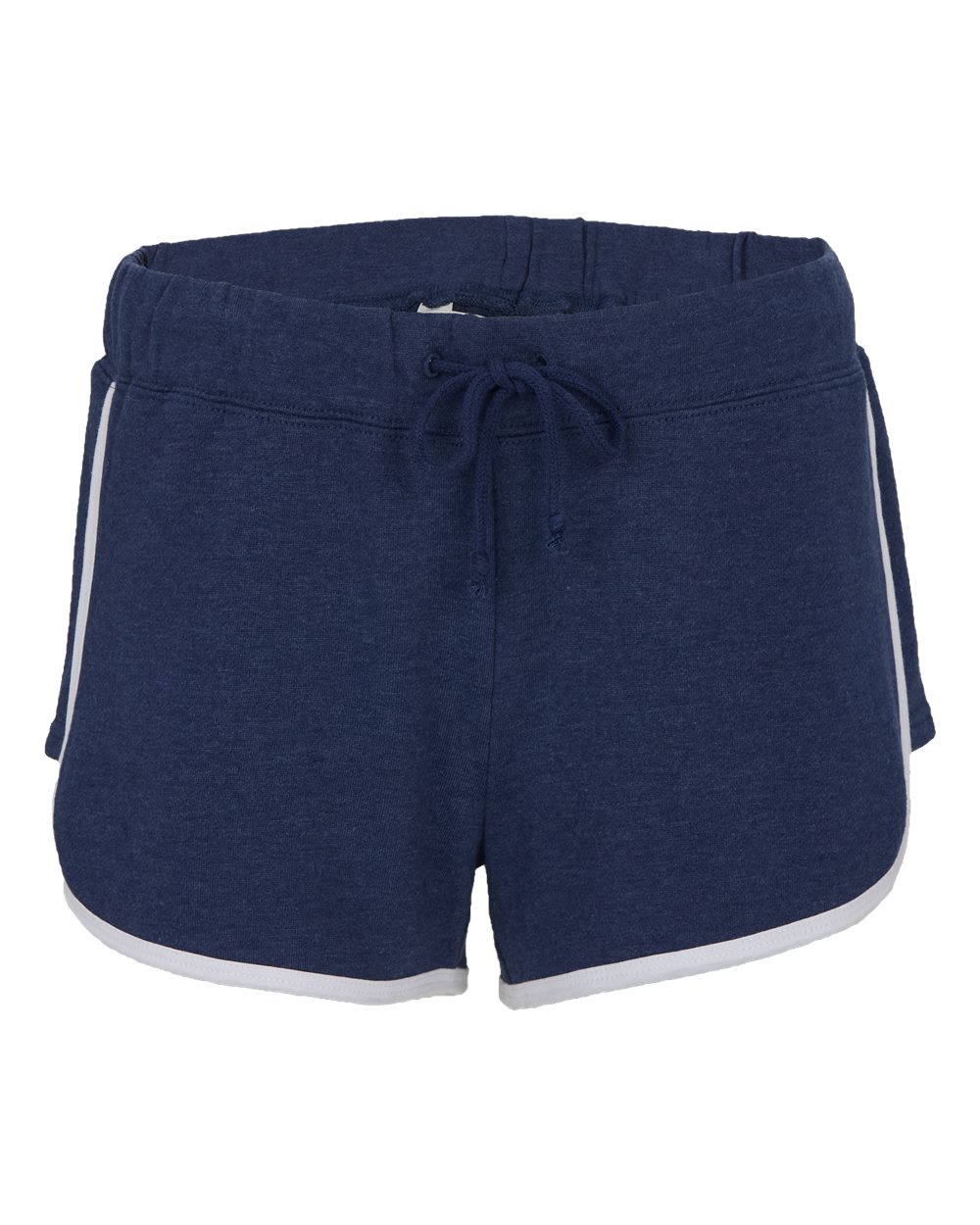 Front View of Navy Heather/ White Women's French Terry Shorts - BW6402