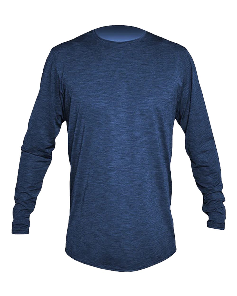 Front View of Navy Heathered Low Pro Tech Long Sleeve T-Shirt - MVLPRL8