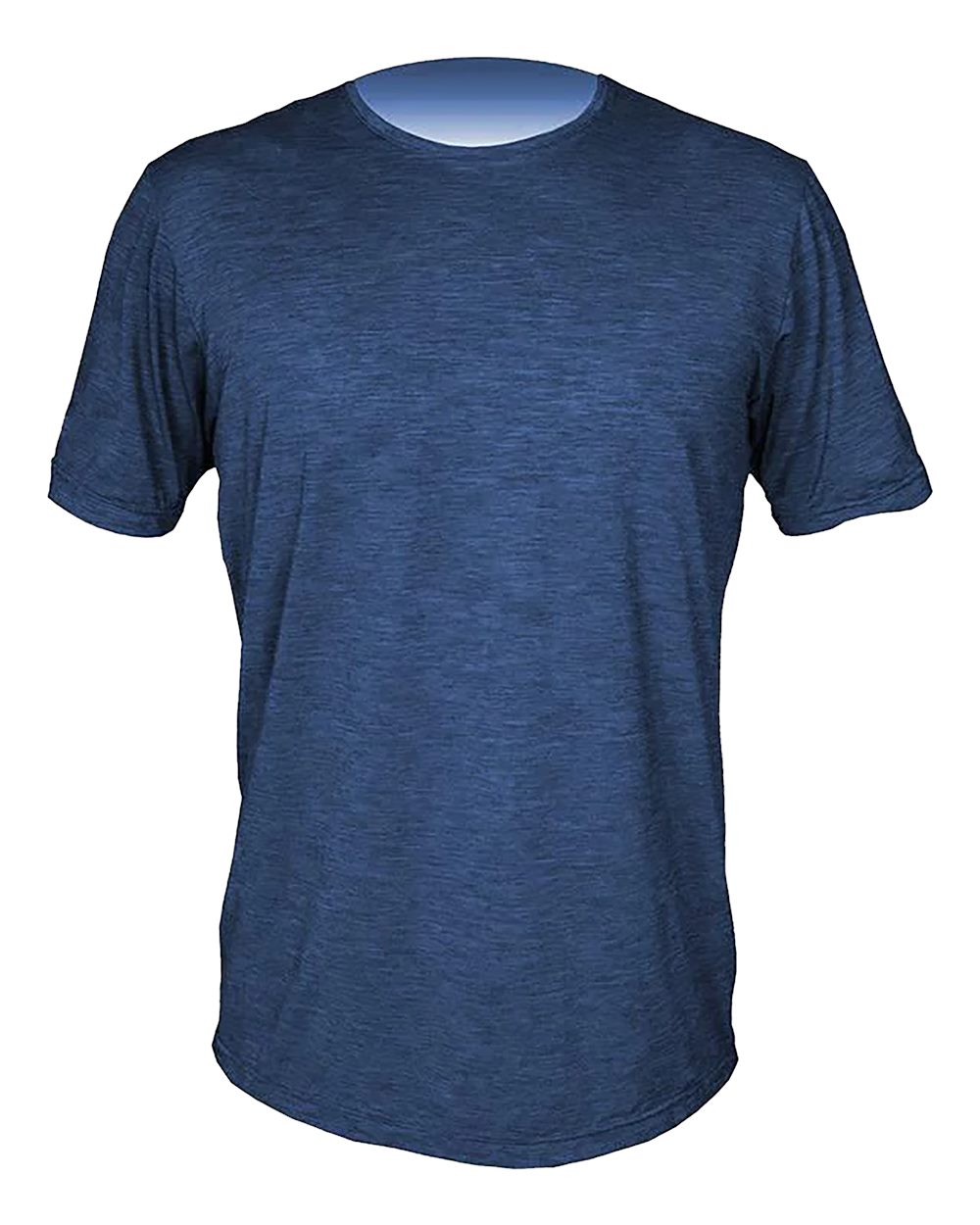 Front View of Navy Heathered Low Pro Tech T-Shirt - MVLPRS8