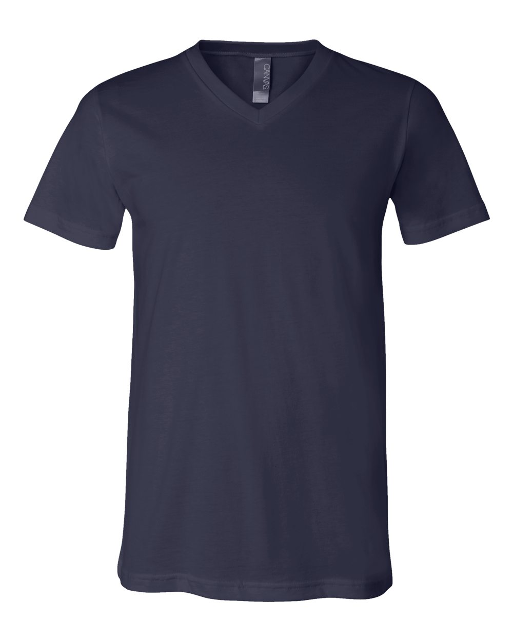 Front View of Navy Jersey V-Neck Tee - 3005