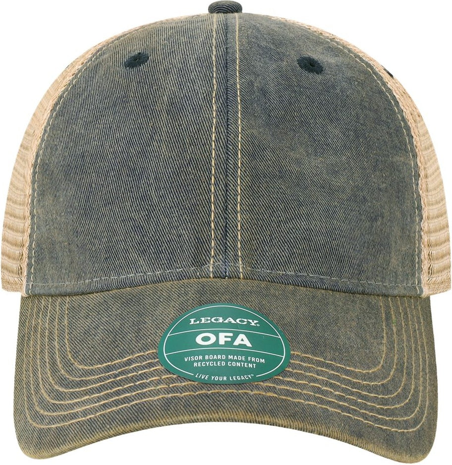 Front View of Navy/ Khaki Old Favorite Trucker Cap - OFA