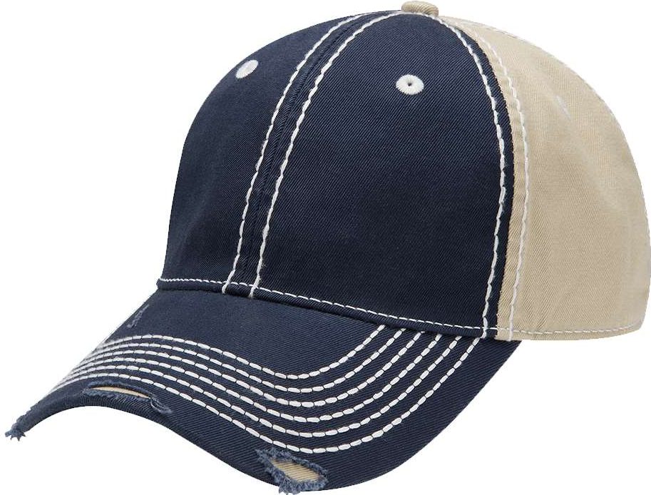 Front View of Navy/ Khaki Rambler Cap - RM102