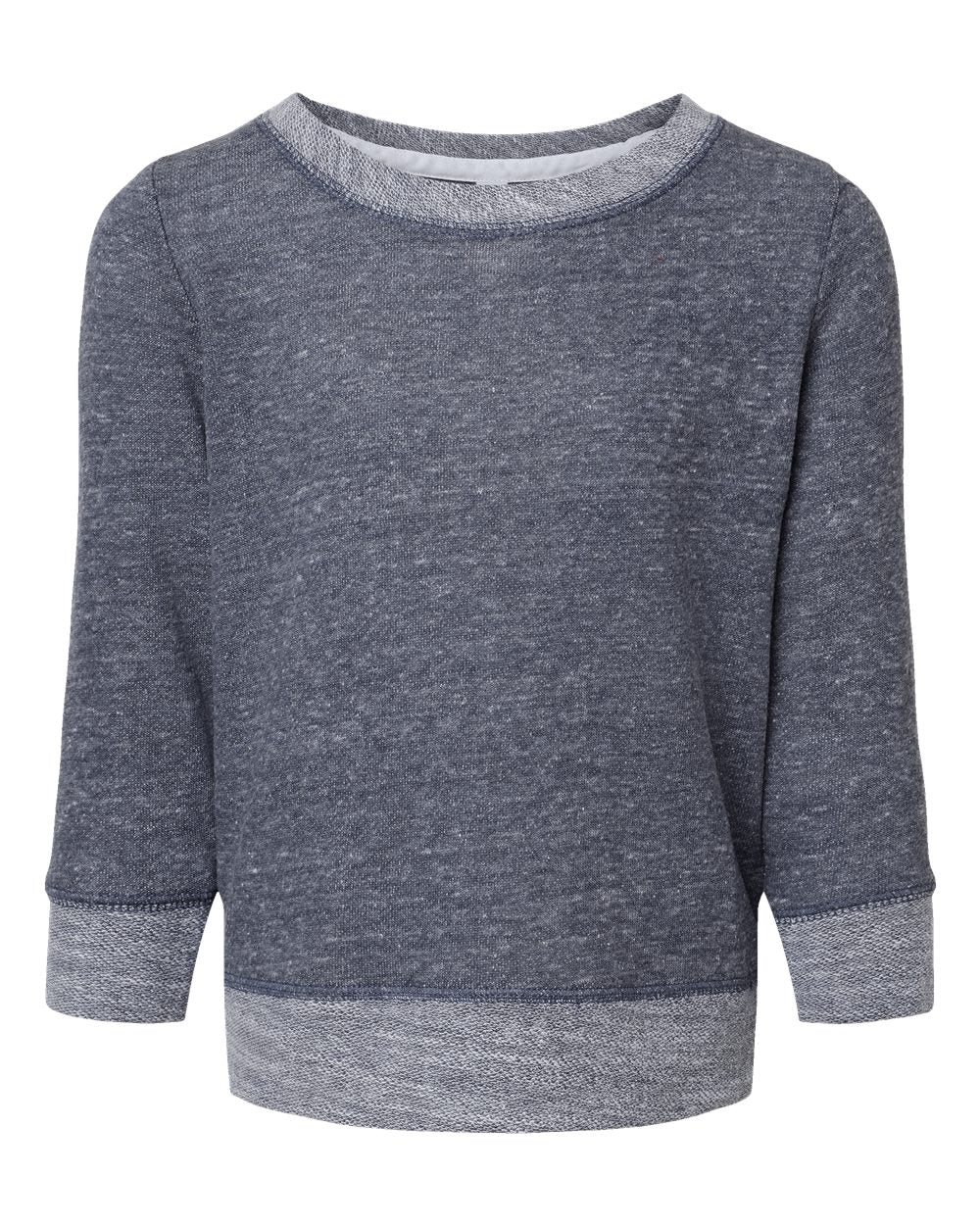 Front View of Navy Melange Toddler Harborside Mélange French Terry Crew - 3379