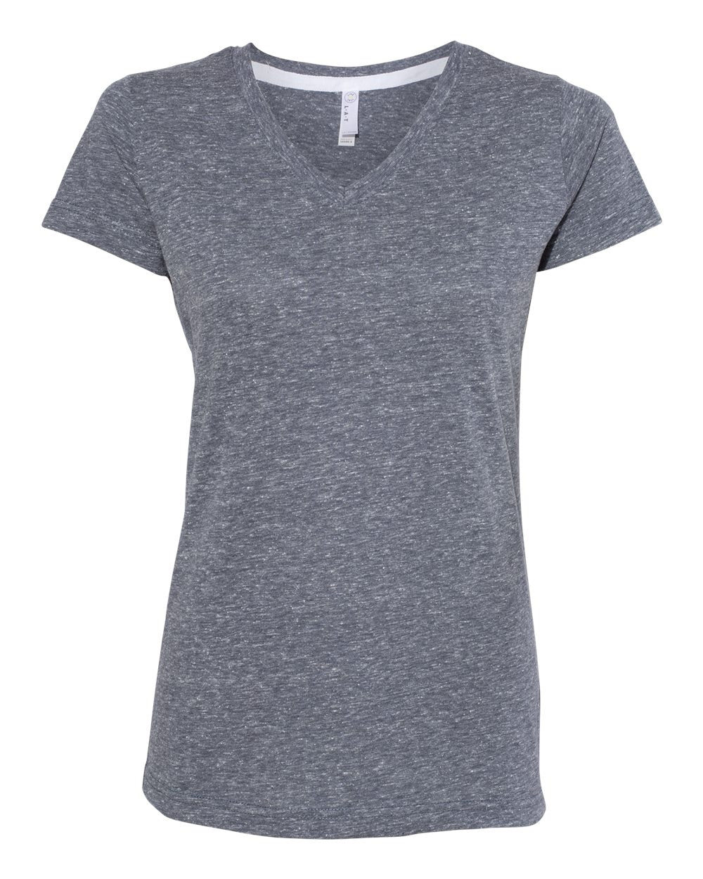 Front View of Navy Melange Women's Harborside Mélange V-Neck Tee - 3591