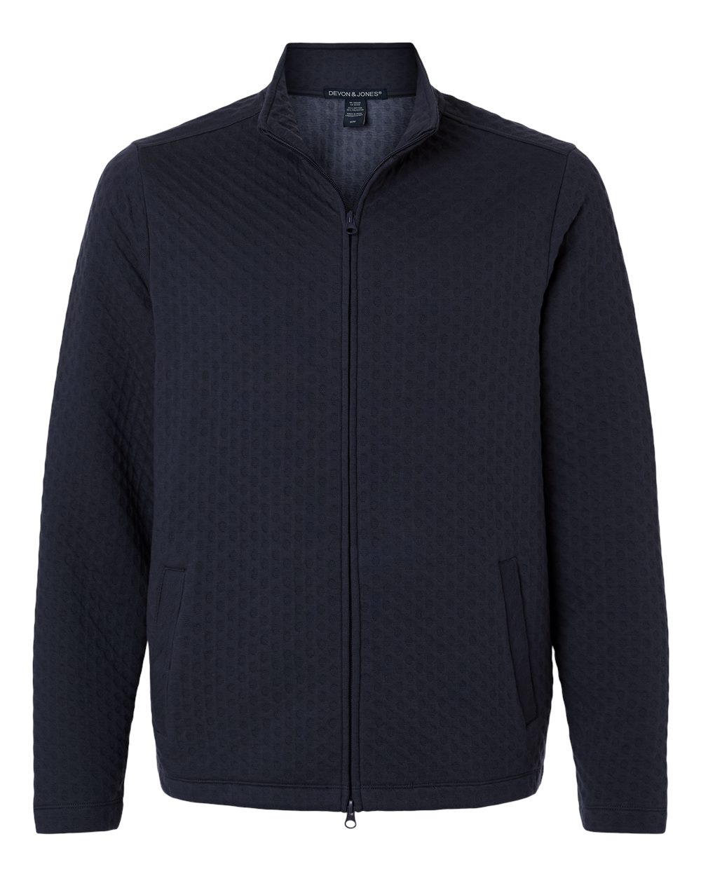 Front View of Navy Men's Berkley Textured Full-Zip Jacket - DG740