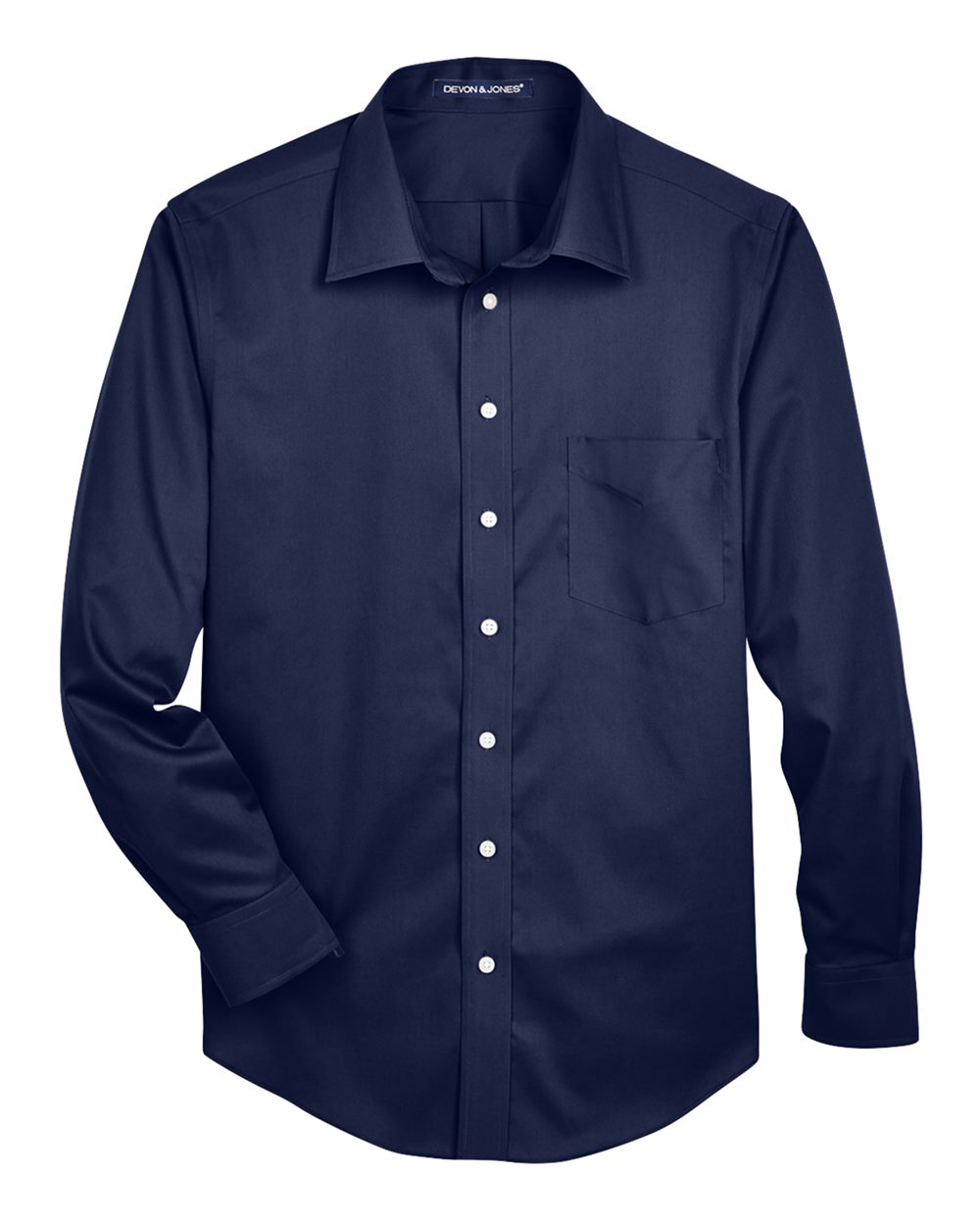 Front View of Navy Men's Crown Collection® Solid Stretch Twill Woven Dress Shirt - DG530