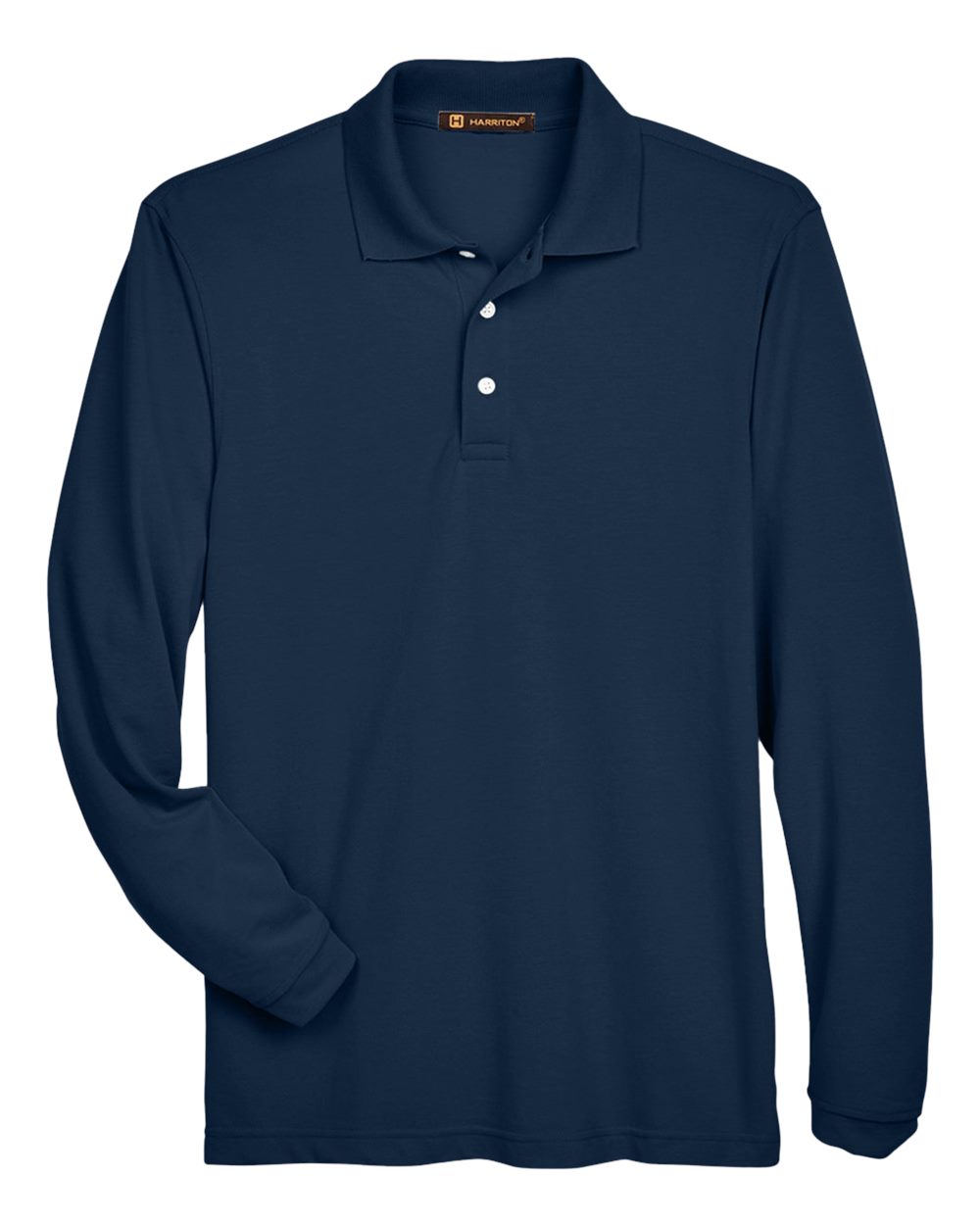 Front View of Navy Men's Easy Blend™ Long Sleeve Polo - M265L
