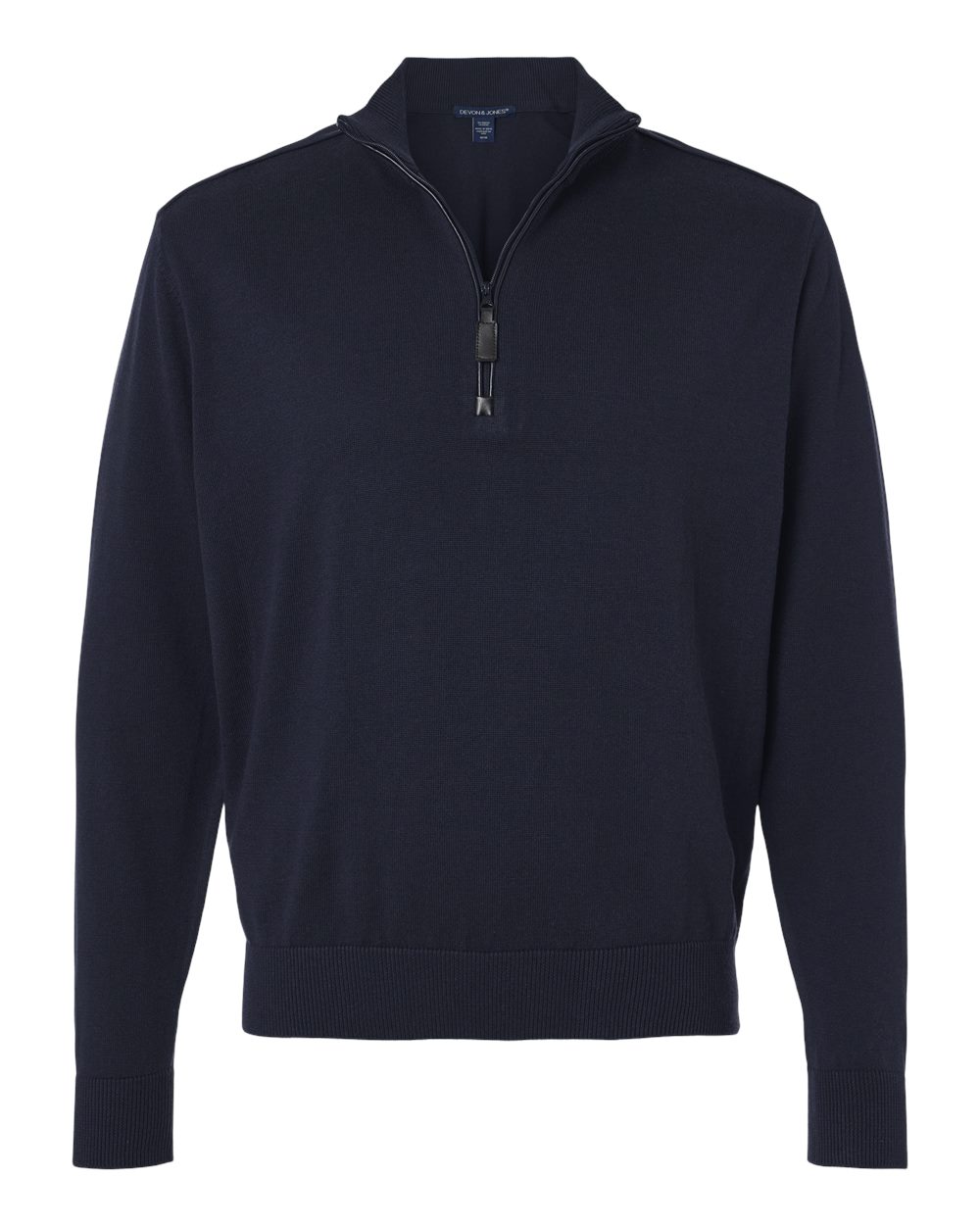 Front View of Navy Men's New Classic Quarter-Zip Sweater - DG446