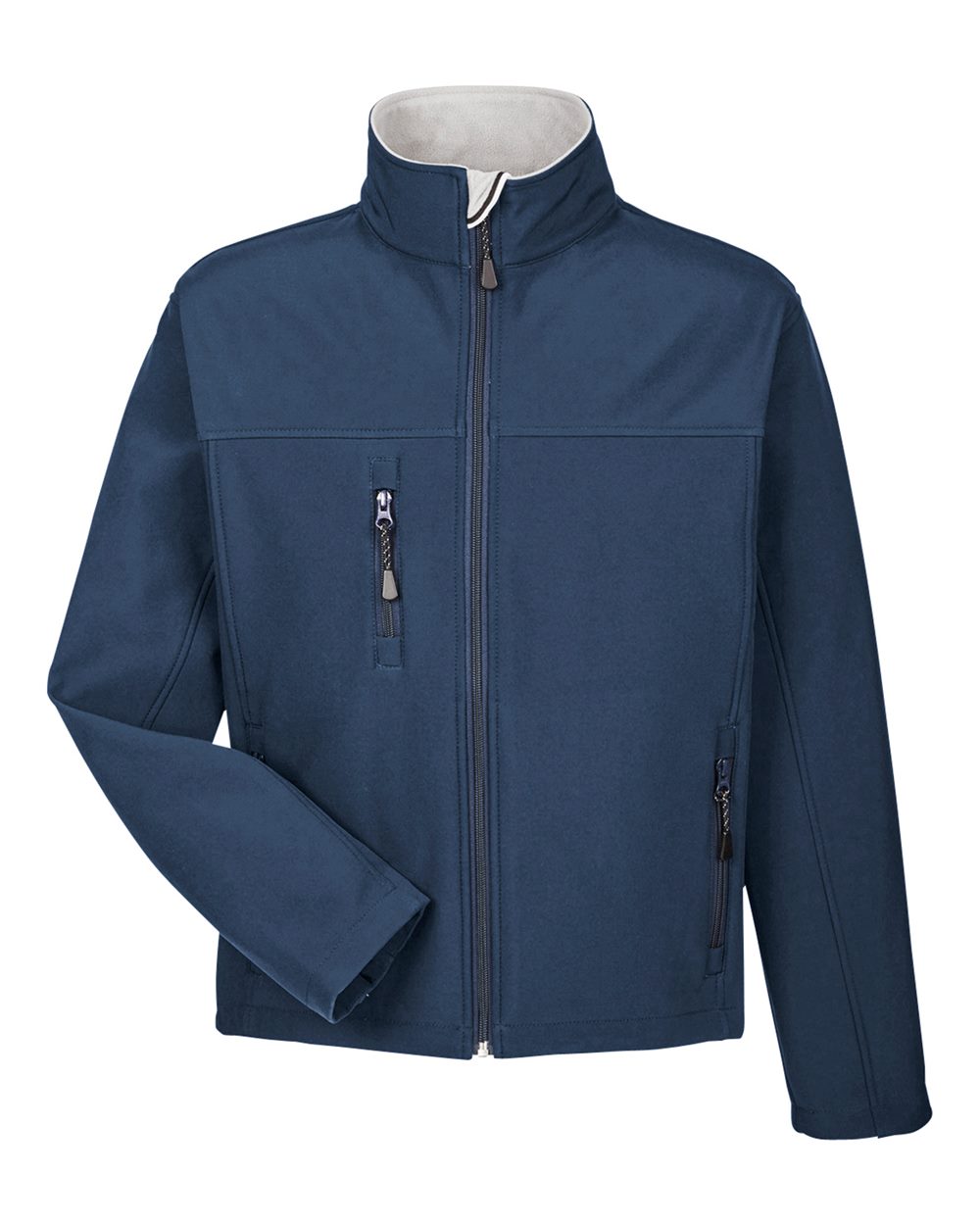 Front View of Navy Men's Soft Shell Jacket - D995