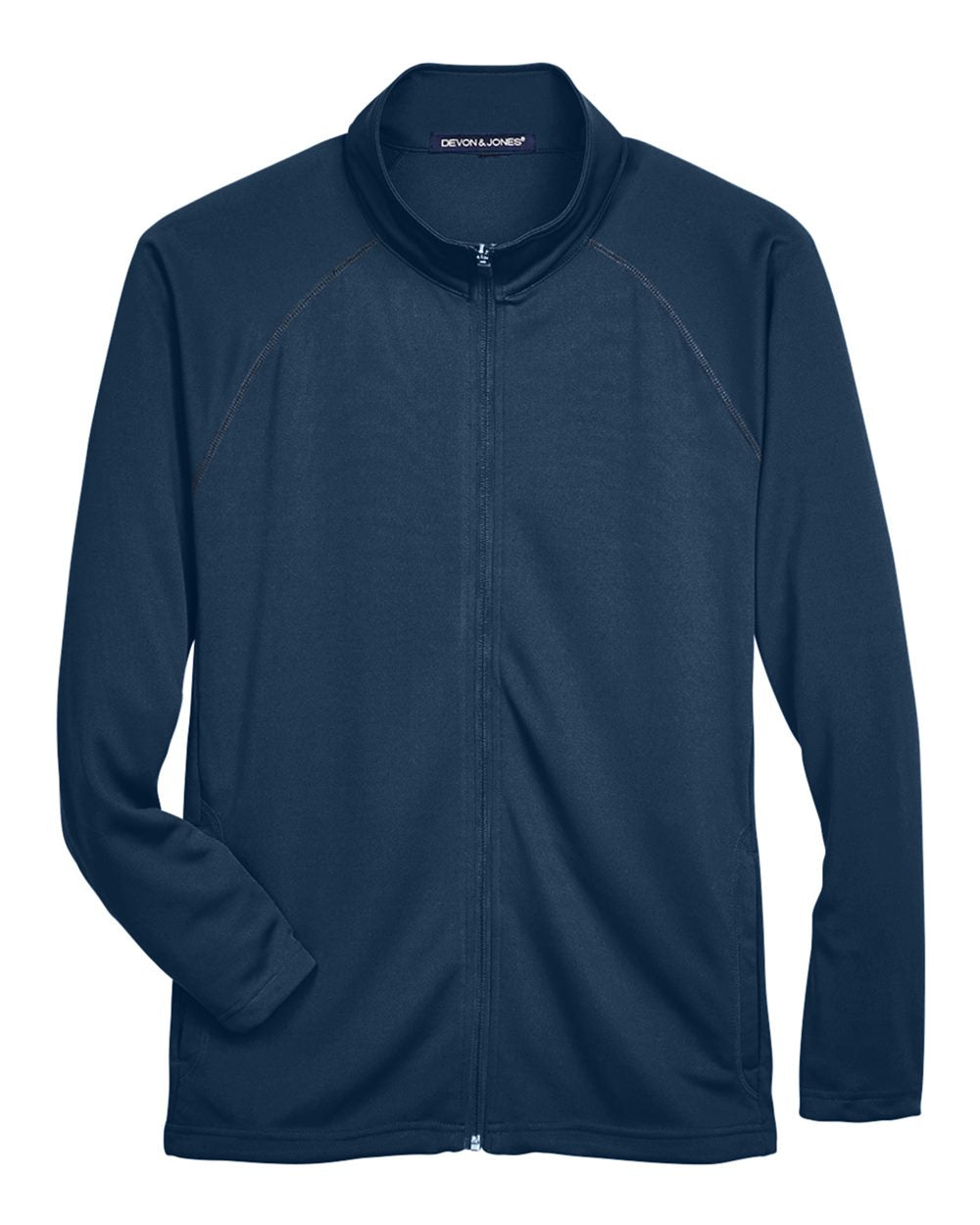 Front View of Navy Men's Stretch Tech-Shell® Compass Full-Zip Jacket - DG420