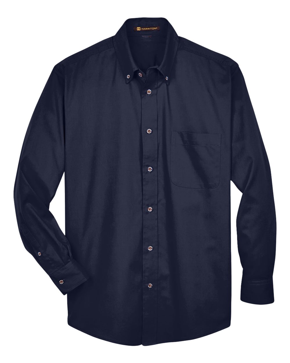 Front View of Navy Men's Tall Easy Blend™ Long Sleeve Twill Dress Shirt - M500T