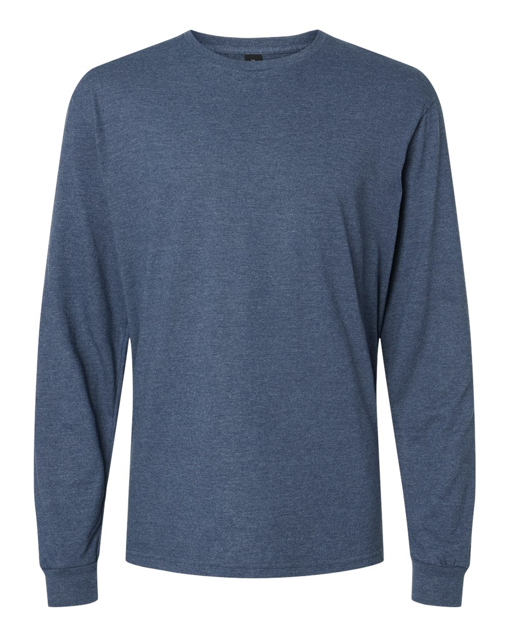 Front View of Navy Mist Softstyle® CVC Long Sleeve T-Shirt - 64440CVC