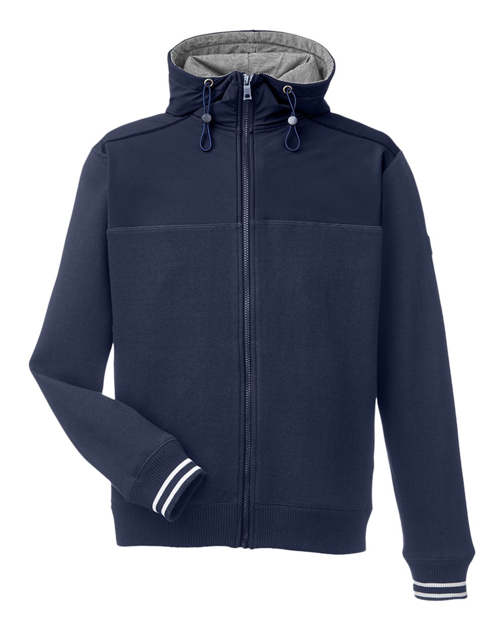 Front View of Navy Navigator Fleece Hooded Full-Zip Jacket - N17582