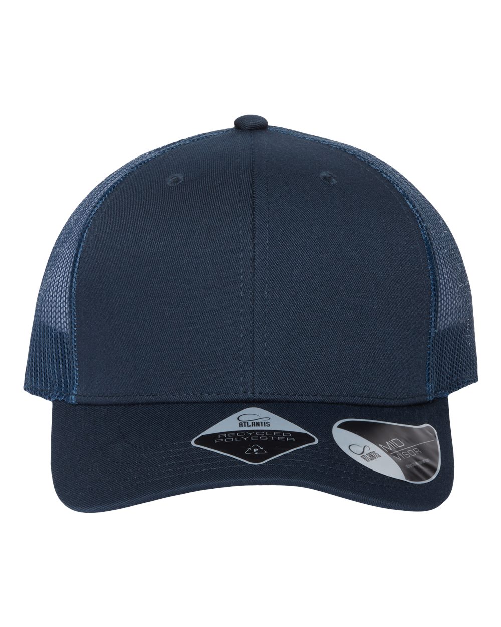 Front View of Navy/ Navy Sustainable Trucker Cap - BRYCE