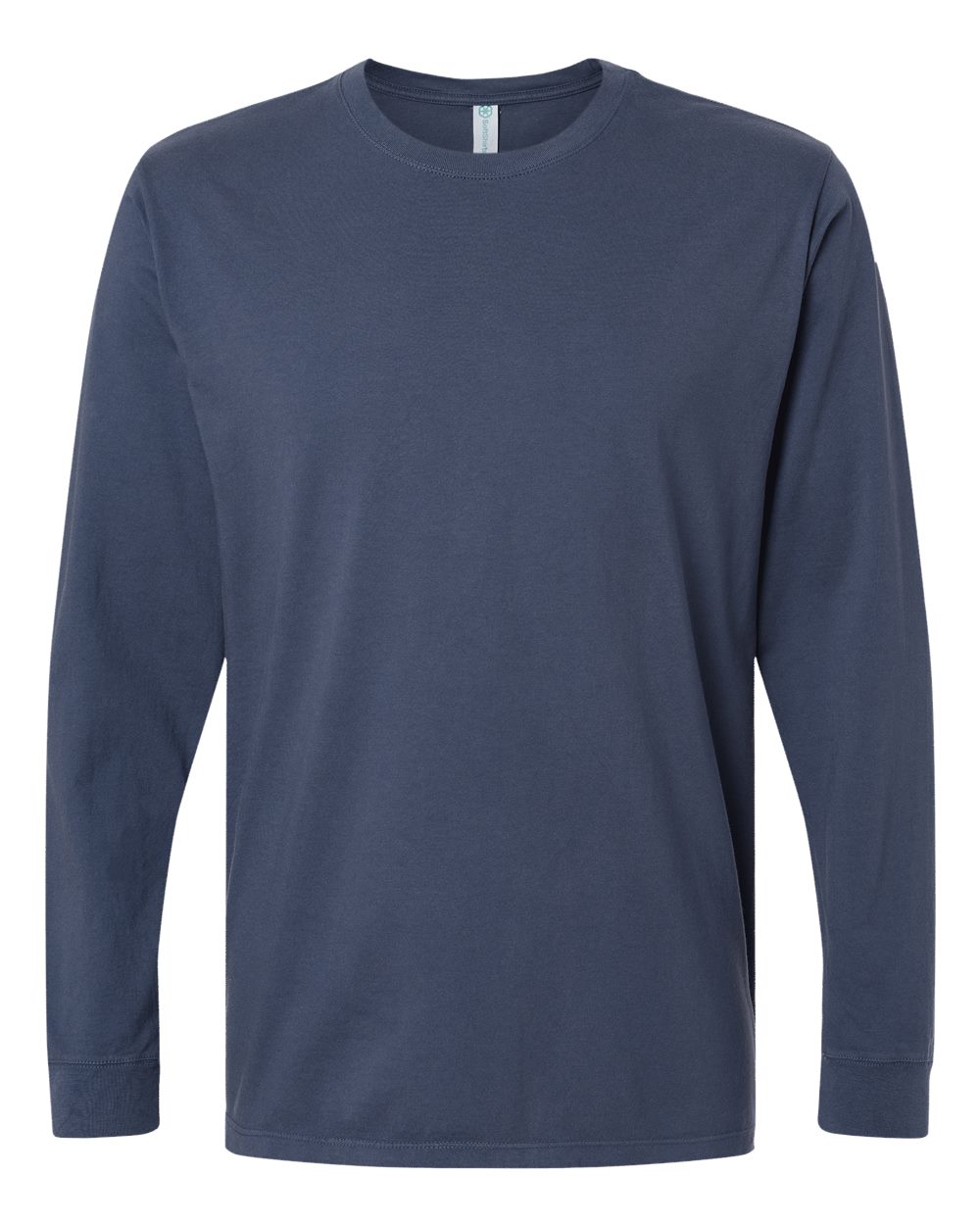 Front View of Navy Organic Long Sleeve T-Shirt - 420
