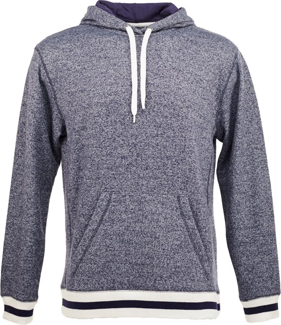 Front View of Navy Pepper Peppered Fleece Lapover Hooded Sweatshirt - 8701