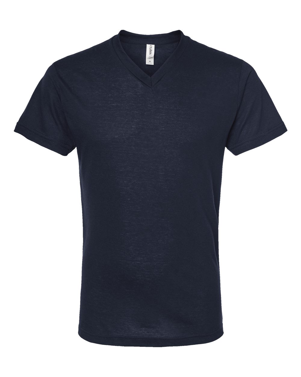 Front View of Navy Poly-Rich V-Neck T-Shirt - 207