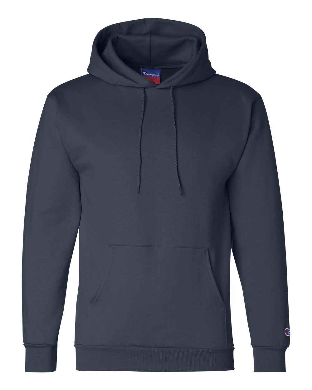 Front View of Navy Powerblend® Hooded Sweatshirt - S700