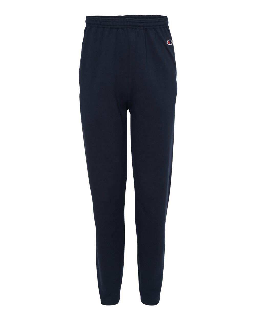 Front View of Navy Powerblend® Open-Bottom Sweatpants with Pockets - P800