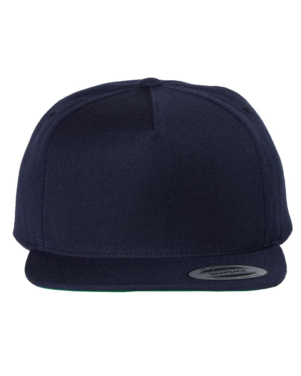 Front View of Navy Premium Five-Panel Snapback Cap - 5089M