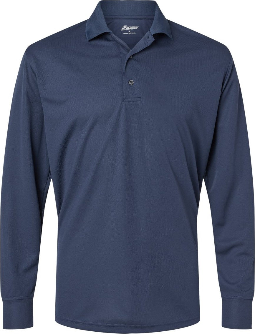 Front View of Navy Prescott Long Sleeve Polo - 110