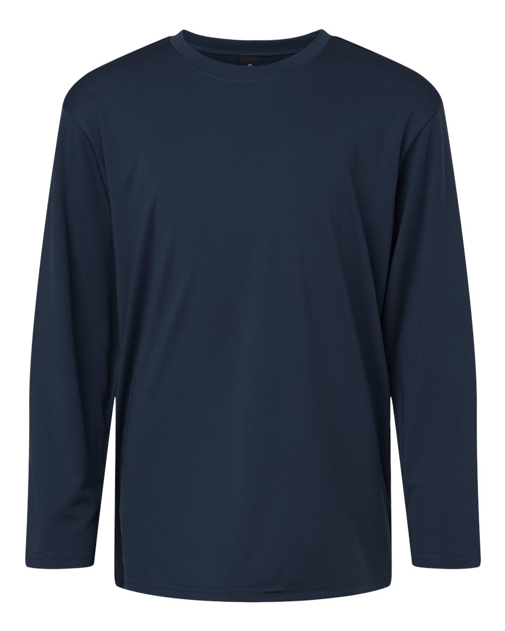 Front View of Navy Pro-Lock Youth Performance Long Sleeve T-Shirt - 48400Y