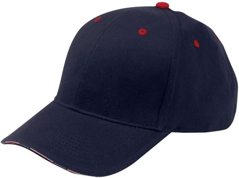 Front View of Navy/ Red Patriot Cap - PA102