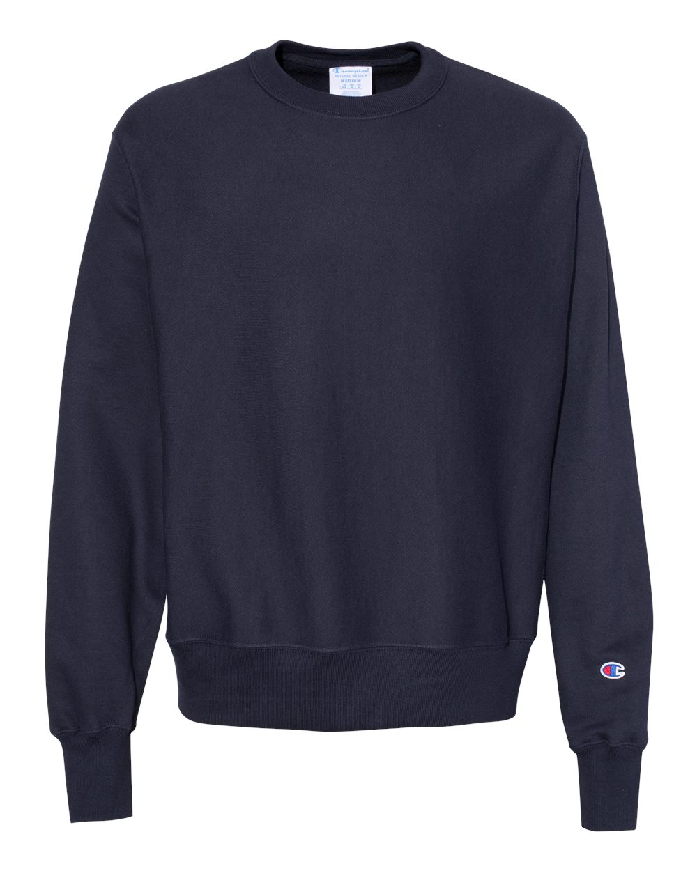 Front View of Navy Reverse Weave® Crewneck Sweatshirt - S149