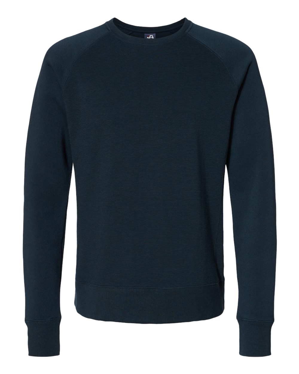 Front View of Navy Ripple Fleece Raglan Crewneck Sweatshirt - 8707