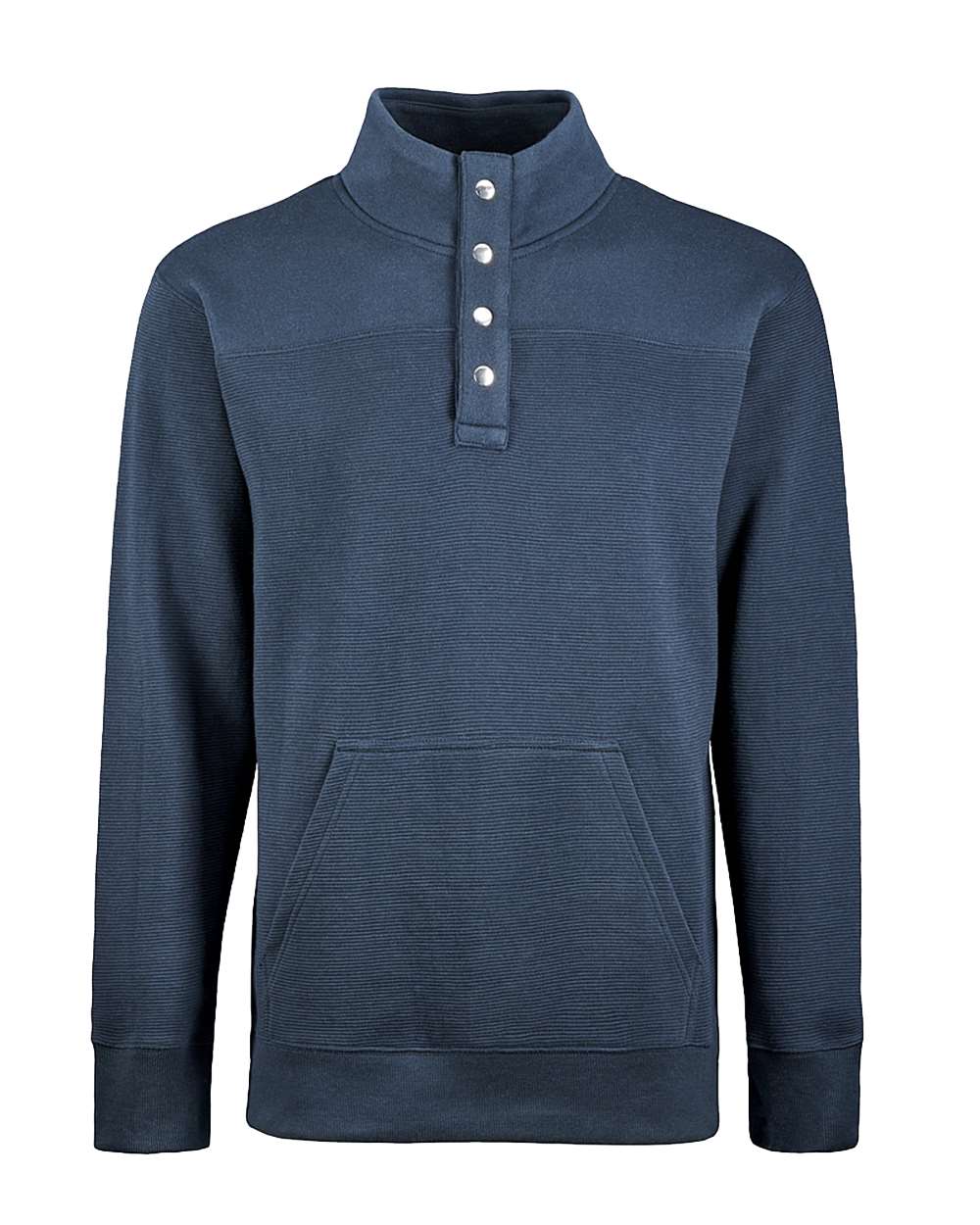 Front View of Navy Ripple Fleece Snap Sweatshirt - 8708