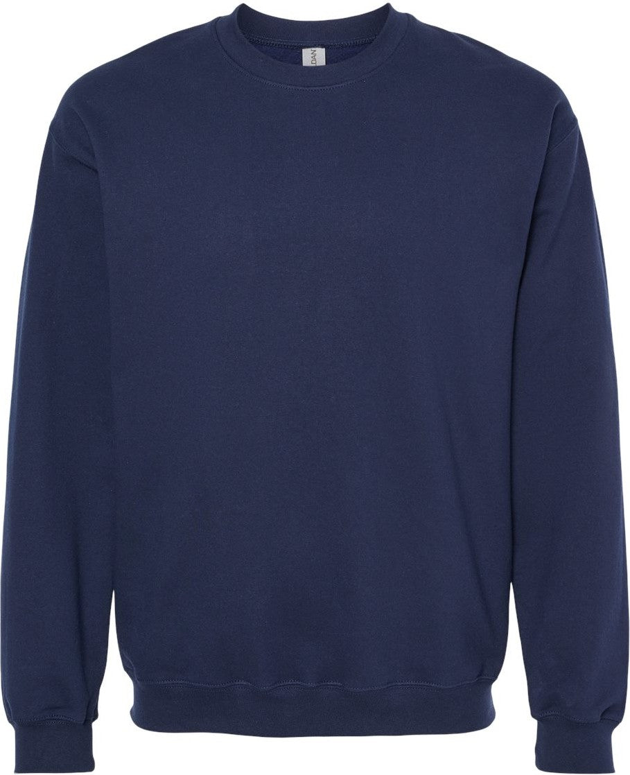 Front View of Navy Softstyle® Midweight Crewneck Sweatshirt - SF000