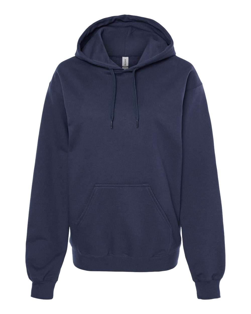Front View of Navy Softstyle® Midweight Hooded Sweatshirt - SF500