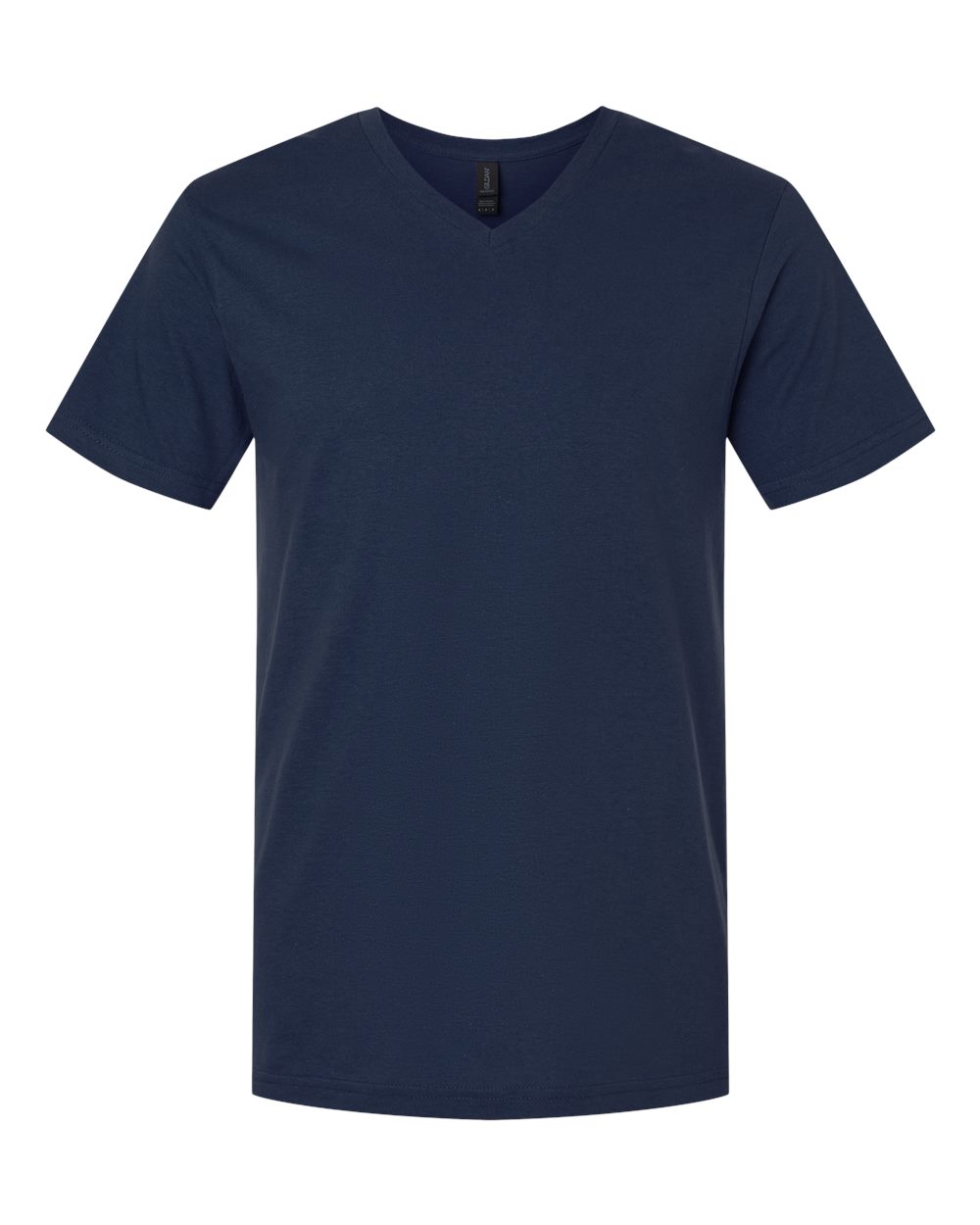 Front View of Navy Softstyle® V-Neck T-Shirt - 64V00