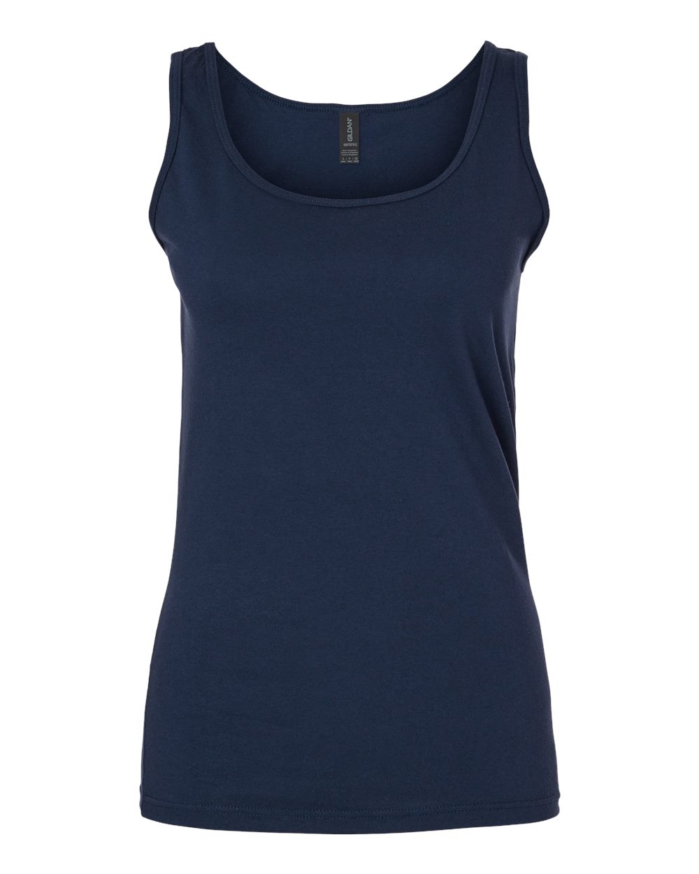 Front View of Navy Softstyle® Women’s Tank Top - 64200L