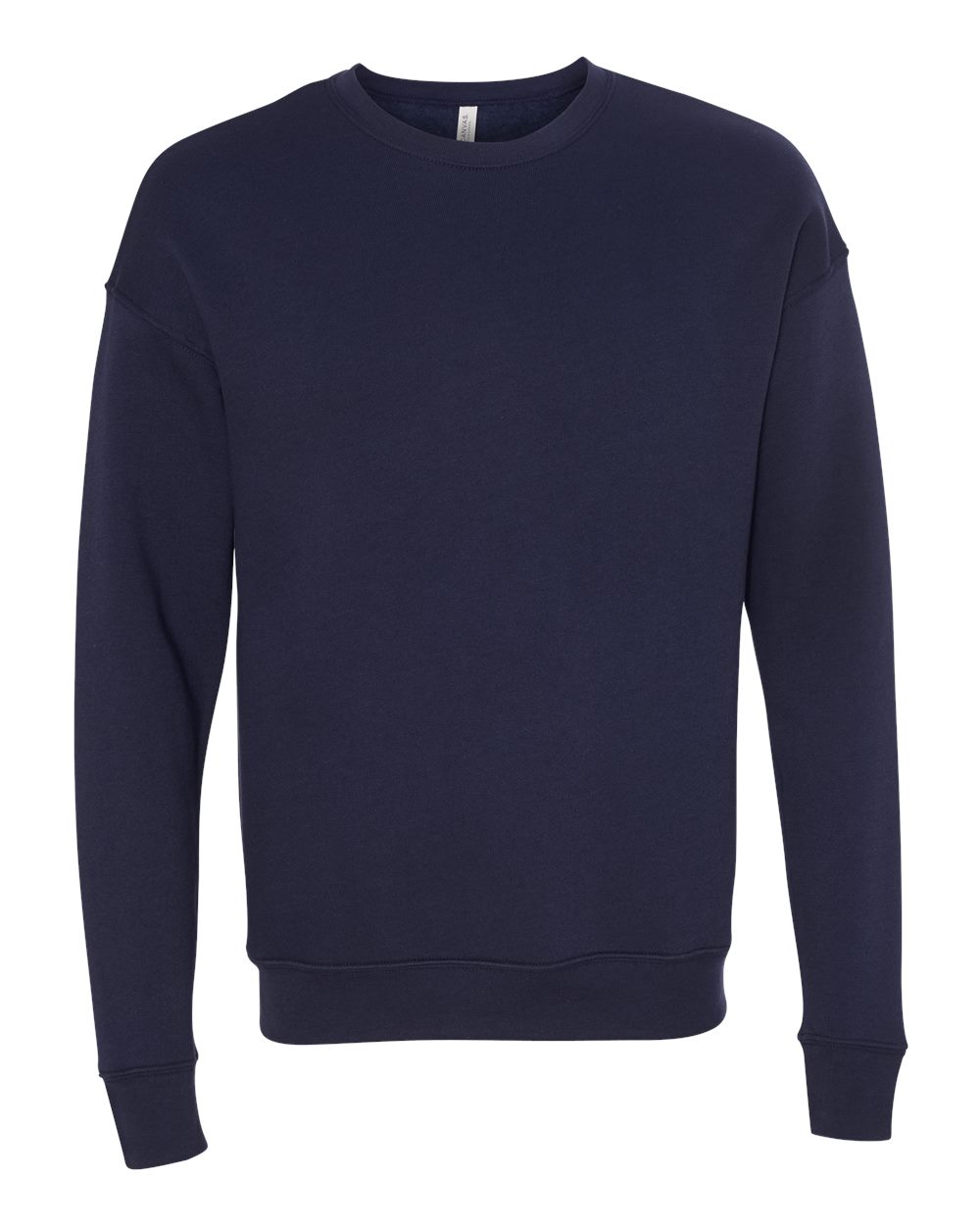 Front View of Navy Sponge Fleece Drop Shoulder Crewneck Sweatshirt - 3945