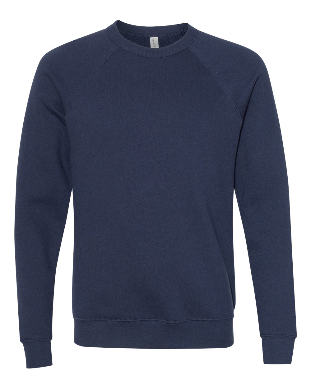 Front View of Navy Sponge Fleece Raglan Crewneck Sweatshirt - 3901