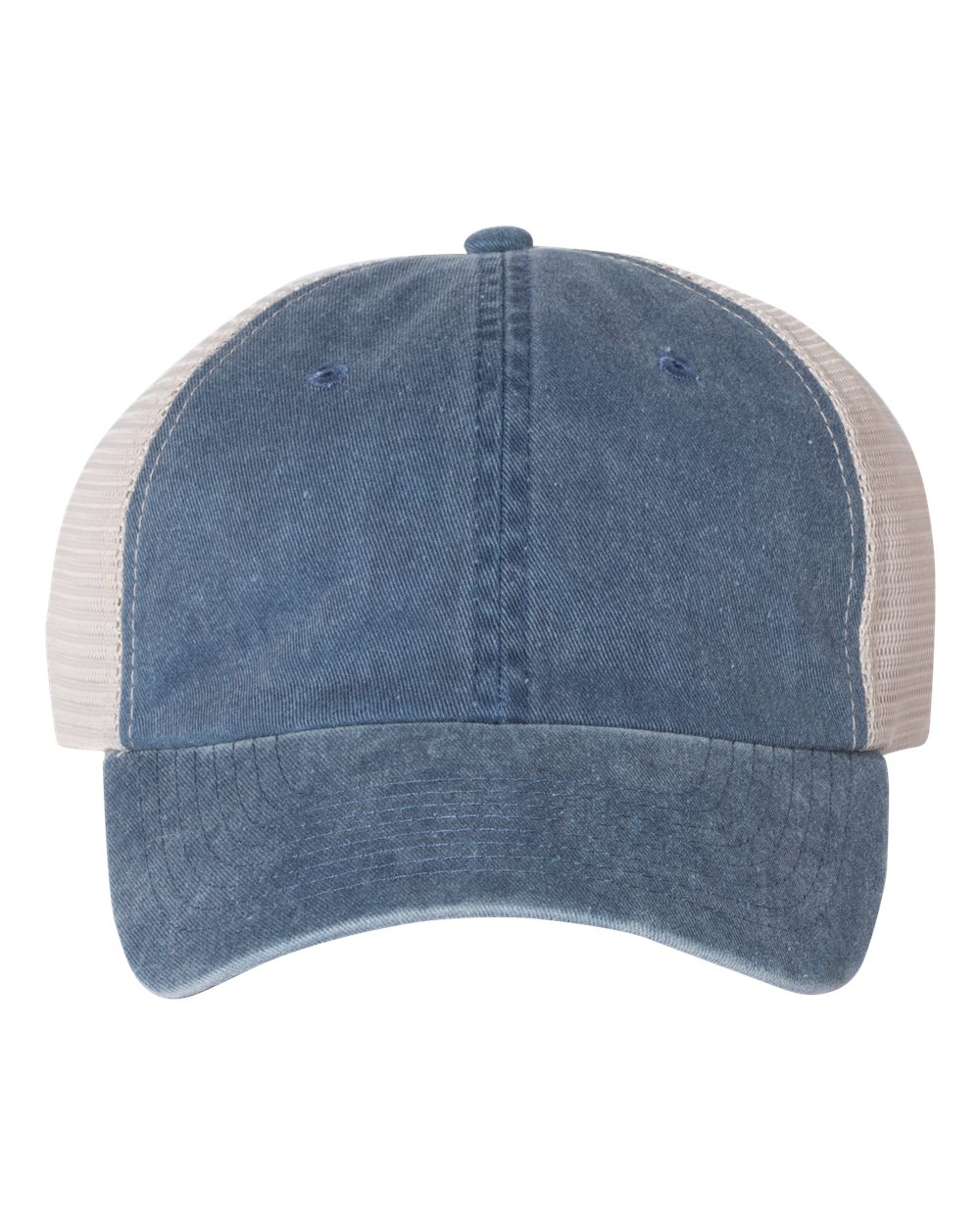 Front View of Navy/ Stone Pigment-Dyed Trucker Cap - SP510