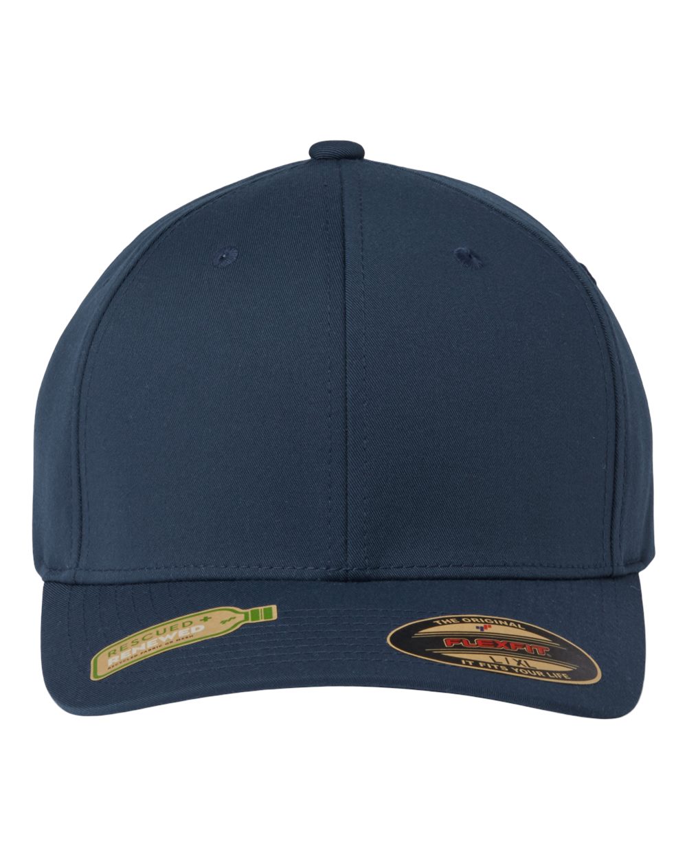 Front View of Navy Sustainable Polyester Cap - 6277R