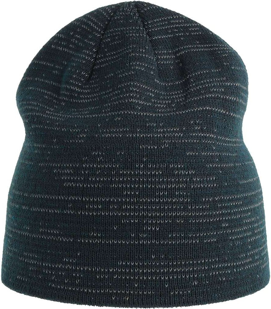 Front View of Navy Sustainable Reflective Beanie - SHINE