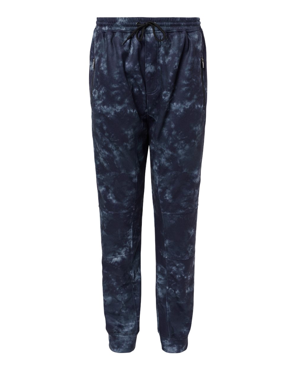 Front View of Navy Tie Dye Performance Fleece Joggers - 8801