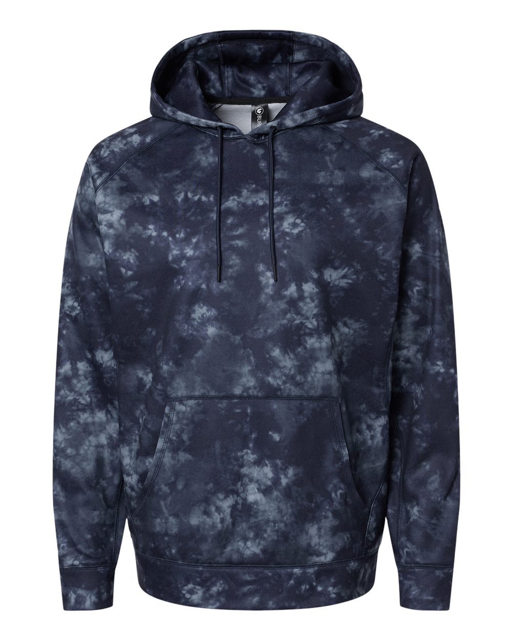 Front View of Navy Tie Dye Performance Raglan Pullover Sweatshirt - 8670