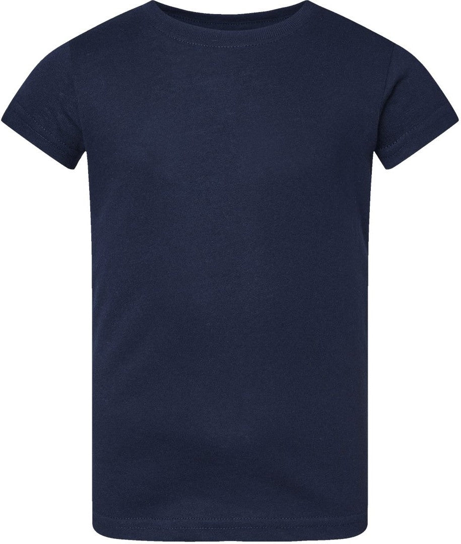 Front View of Navy Toddler Girls Fine Jersey Tee - 3316