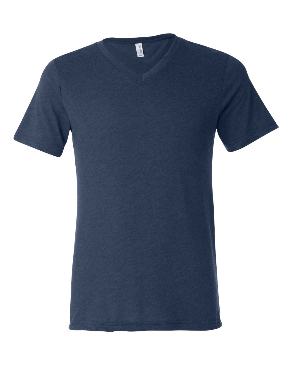 Front View of Navy Triblend Triblend V-Neck Short Sleeve Tee - 3415
