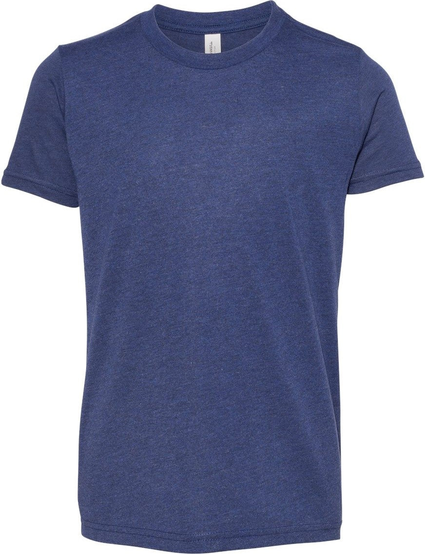 Front View of Navy Triblend Youth Triblend Tee - 3413Y