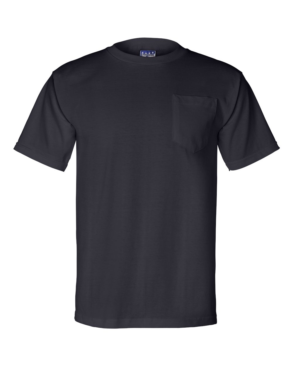 Front View of Navy Union-Made Pocket T-Shirt - 3015